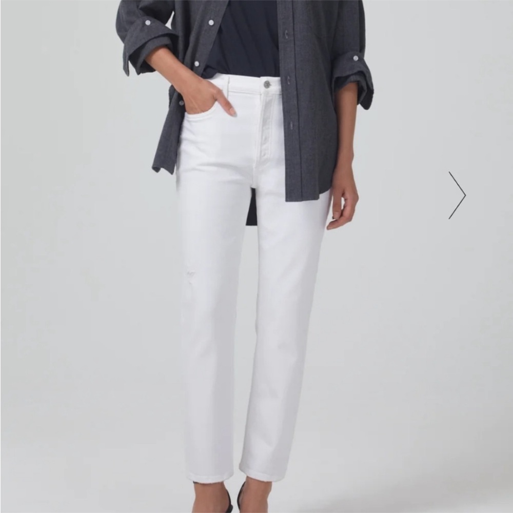 Citizens of humanity Jolene high rise vintage slim straight white out jeans crop